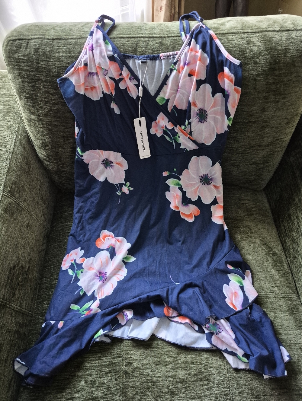 Unbranded Navy Floral Wrap-Style Women's Tank Top Dress